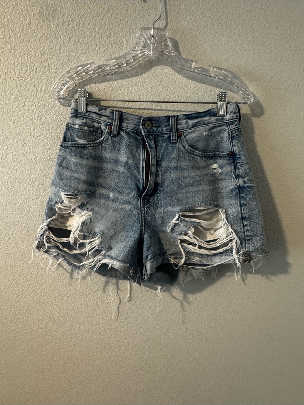 American Eagle Outfitters Light Blue Distressed Denim Cutoff Shorts